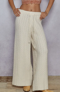 Apres Cable Knit Lounge Pants-Ivory
