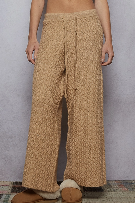 Apres Cable Knit Lounge Pants-Camel