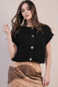 Harvest Luxe Sweater Vest-Black