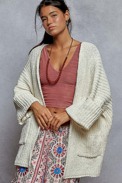The Weekend Wanderer Cardigan-Ivory