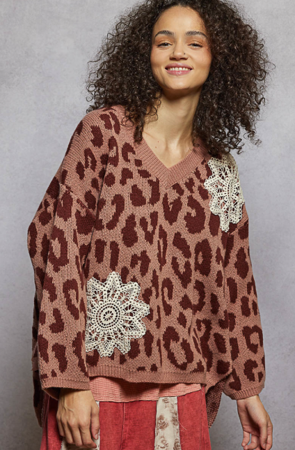 Wild Boho Bloom Patch Sweater