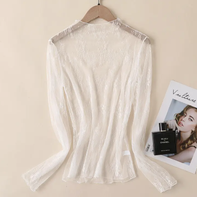 Whisper Lace Mesh Top-White