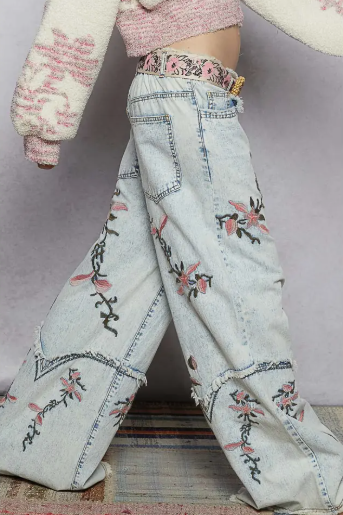 Wildflower Hearts Embroidered Jeans