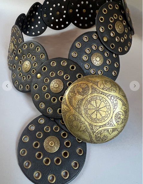 Leather Disc Bohemian Belt-Black