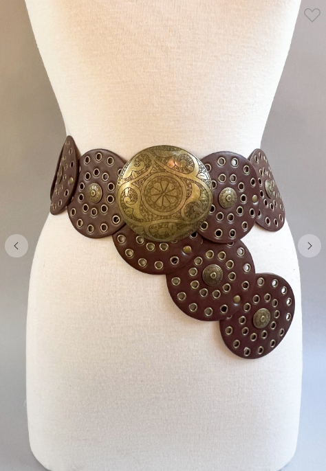 Leather Disc Bohemian Belt-Brown