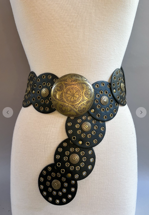 Leather Disc Bohemian Belt-Black