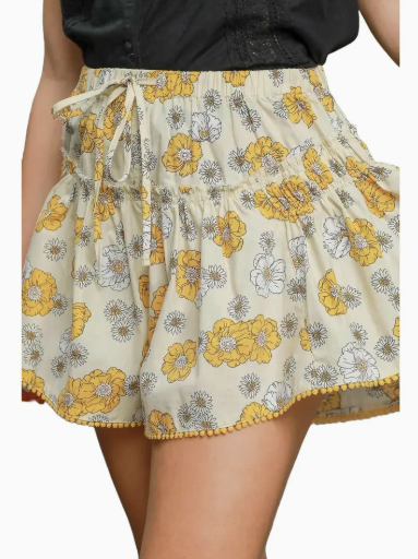 Petal Breeze Shorts-Yellow