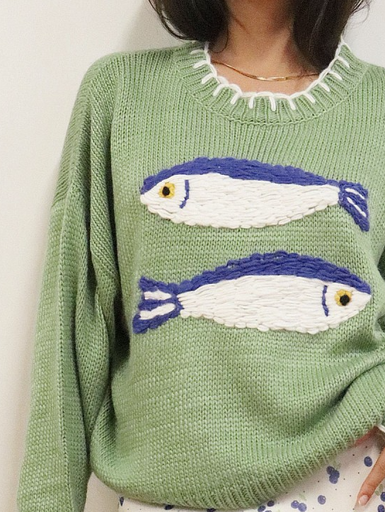 Coastal Catch Of The Day Knit-Green