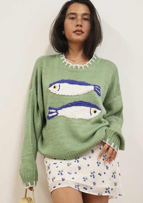 Coastal Catch Of The Day Knit-Green
