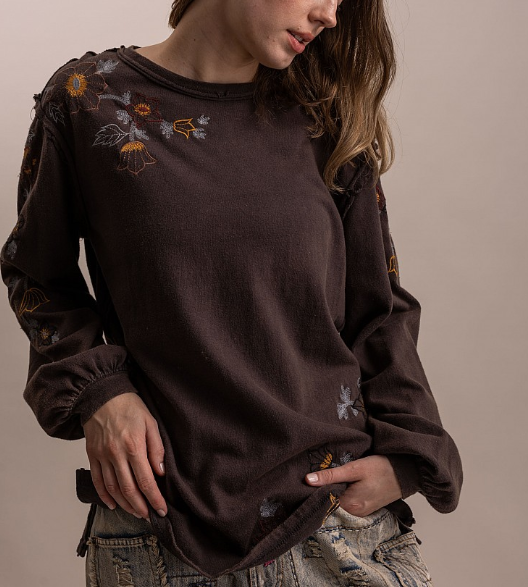 Vintage Wash Embroidered Top