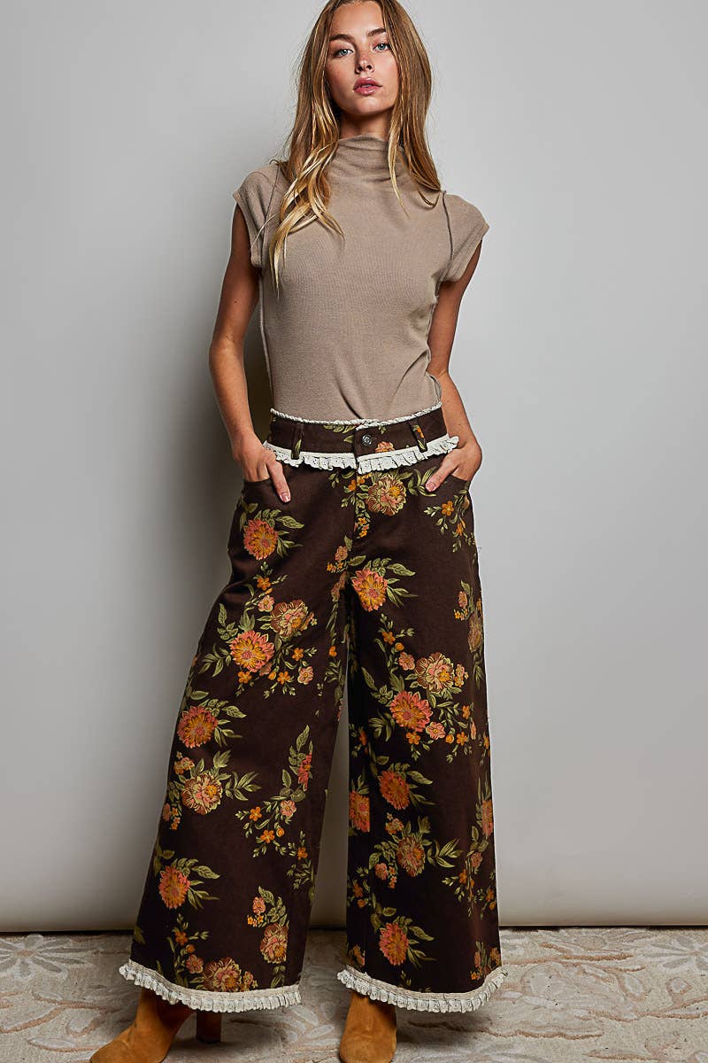 Fall Floral Wide Leg Pants by POL