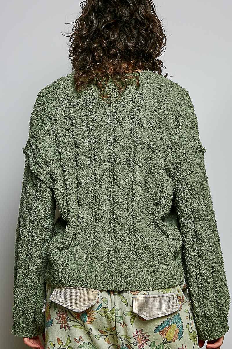 Cozy V-Neck Cable Knit Sweater by POL