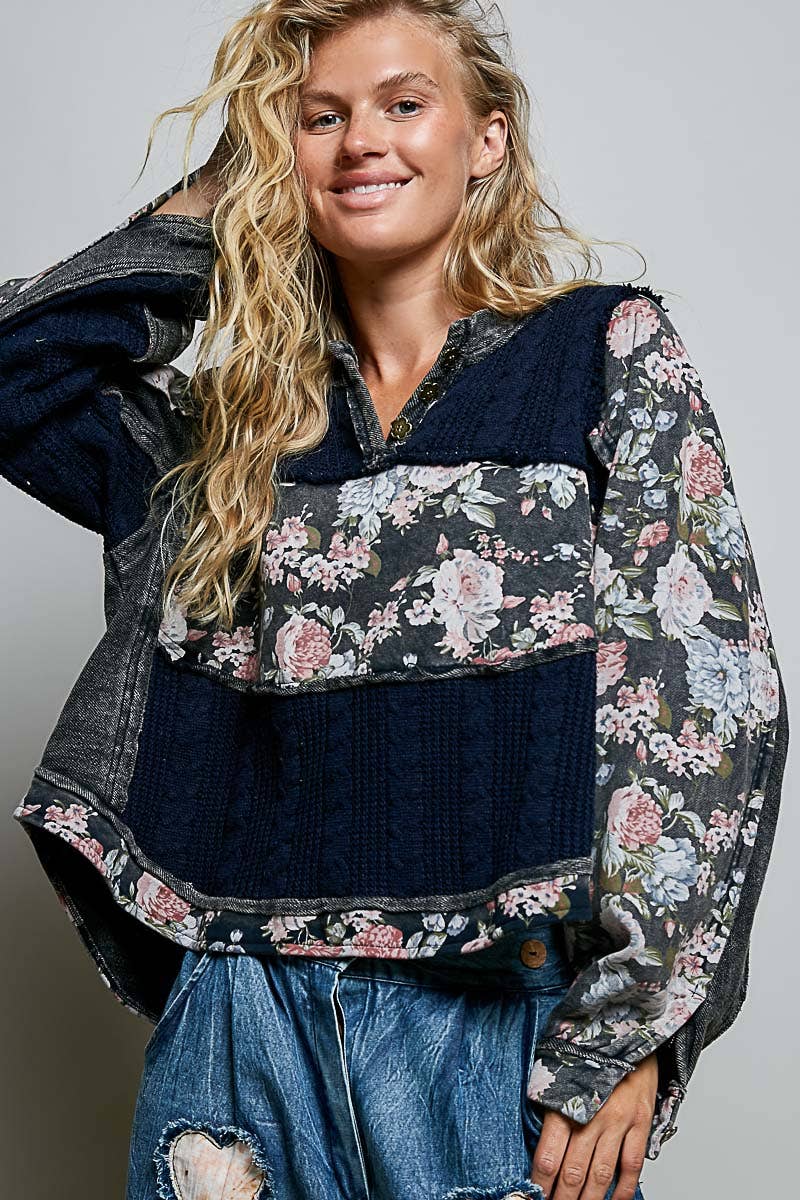 Floral & Knit Blouse by POL