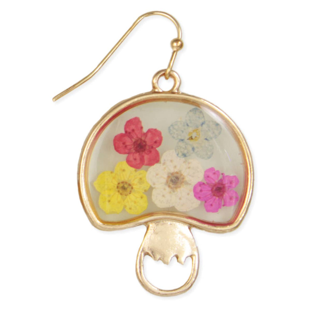 Multicolor Mushroom Dried Flower Earrings