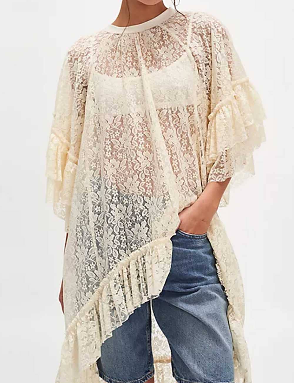 Ladies Floral Mesh Boho Blouse