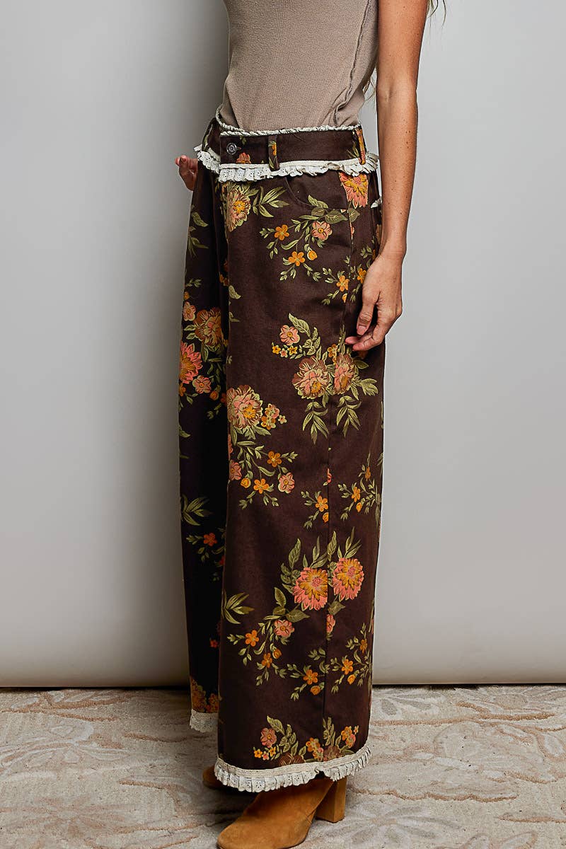 Fall Floral Wide Leg Pants by POL
