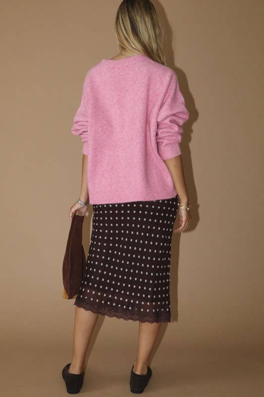 Dalmatian Fuzzy Pink Sweater