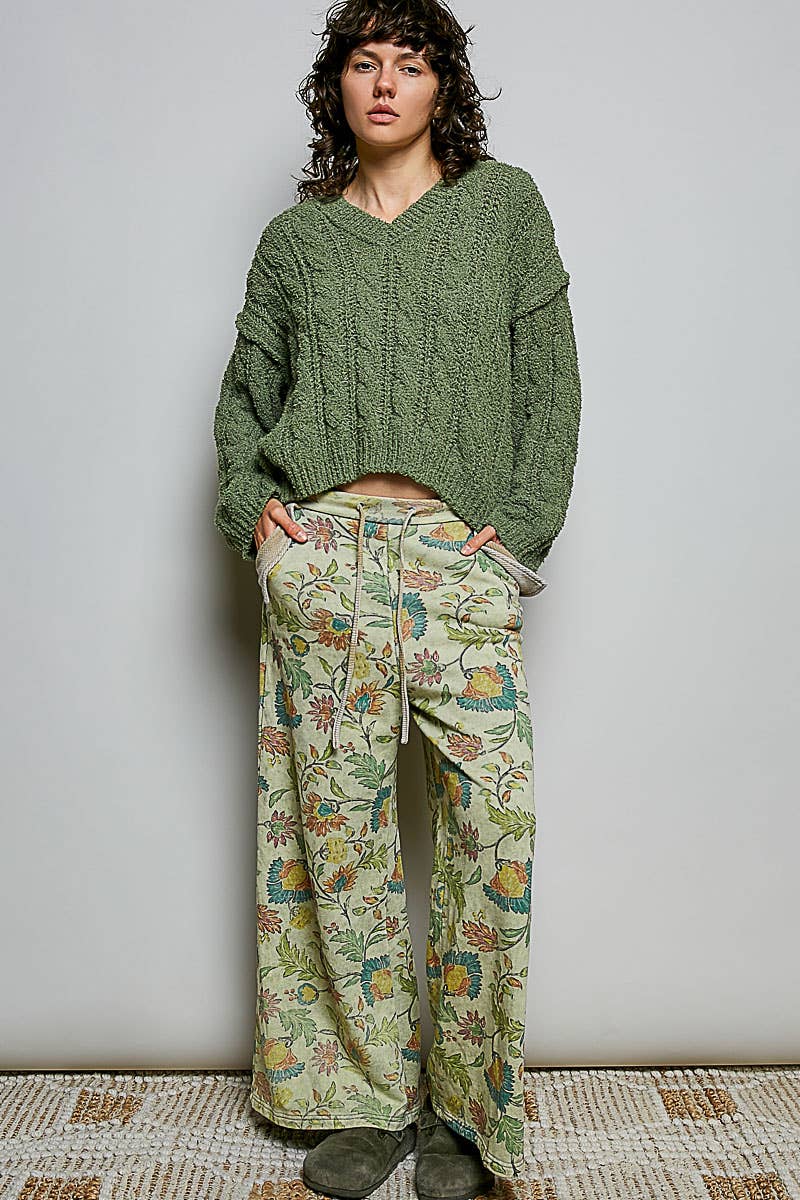 Cozy V-Neck Cable Knit Sweater by POL