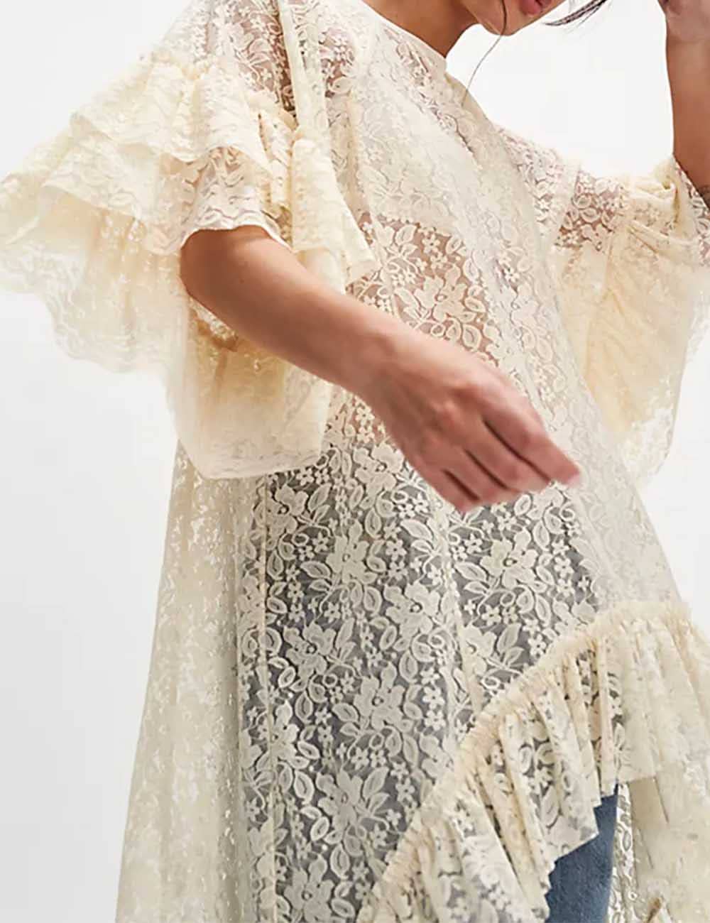Ladies Floral Mesh Boho Blouse