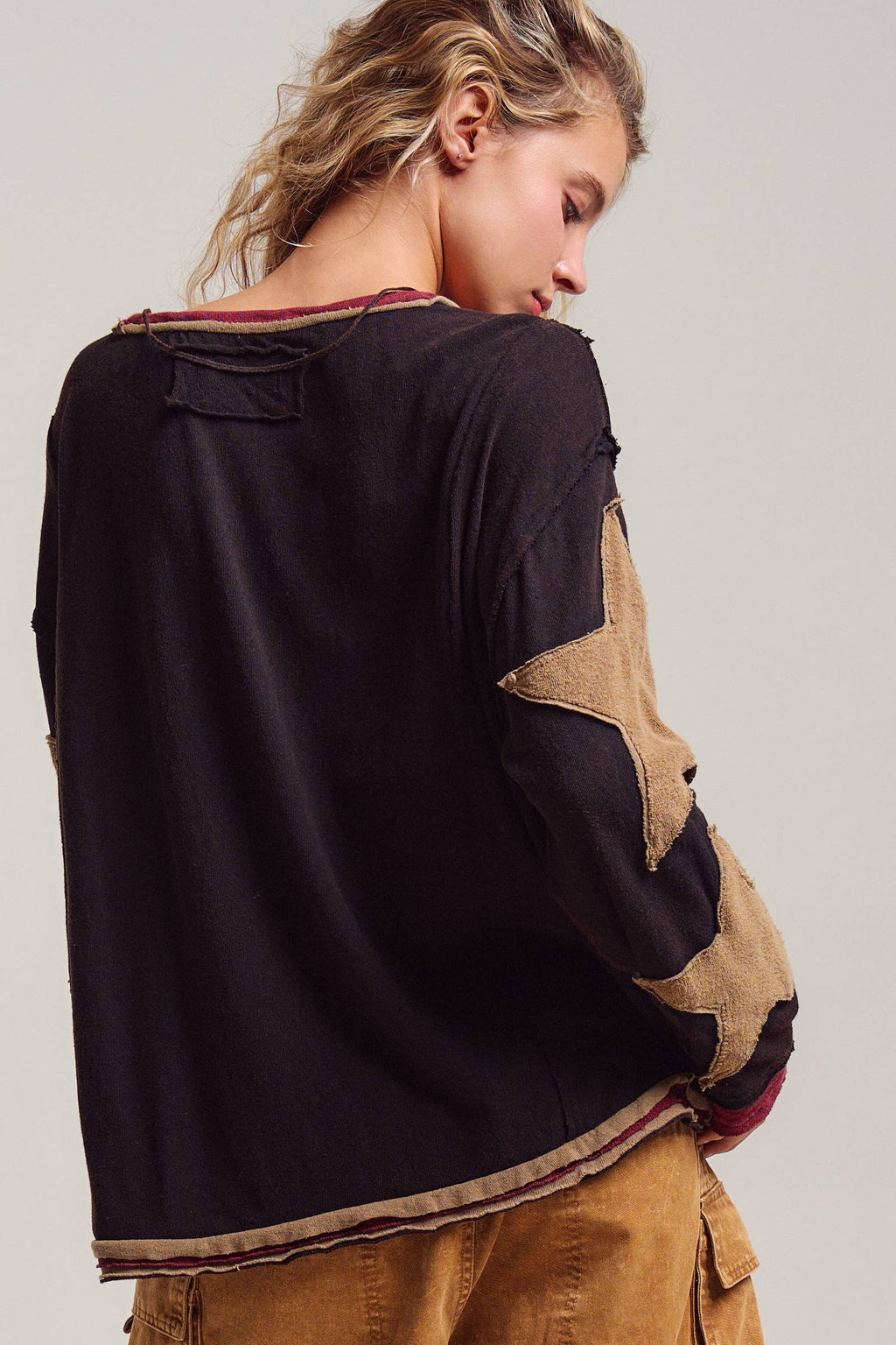 Star Patch Slouchy Knit Top
