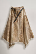 Fawn Print Denim Hi-Low Maxi Skirt With Belt