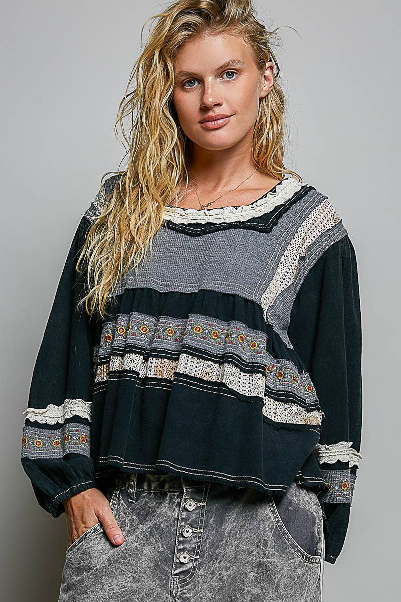 Embroidery Lace Long Sleeve Top by POL