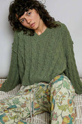 Cozy V-Neck Cable Knit Sweater by POL