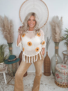 Sunshine and Sunflowers Crochet Sweater