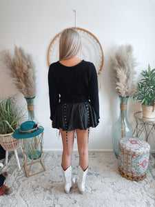 Lace Me Up Chenille Sweater