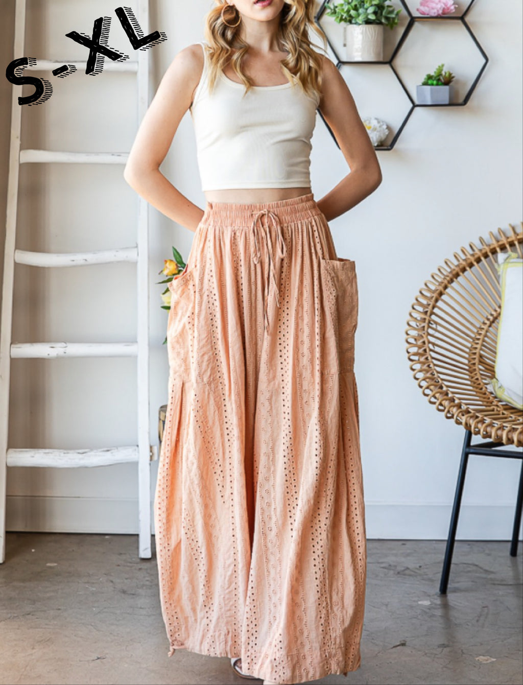 Malibu Eyelet Wide Leg Pants