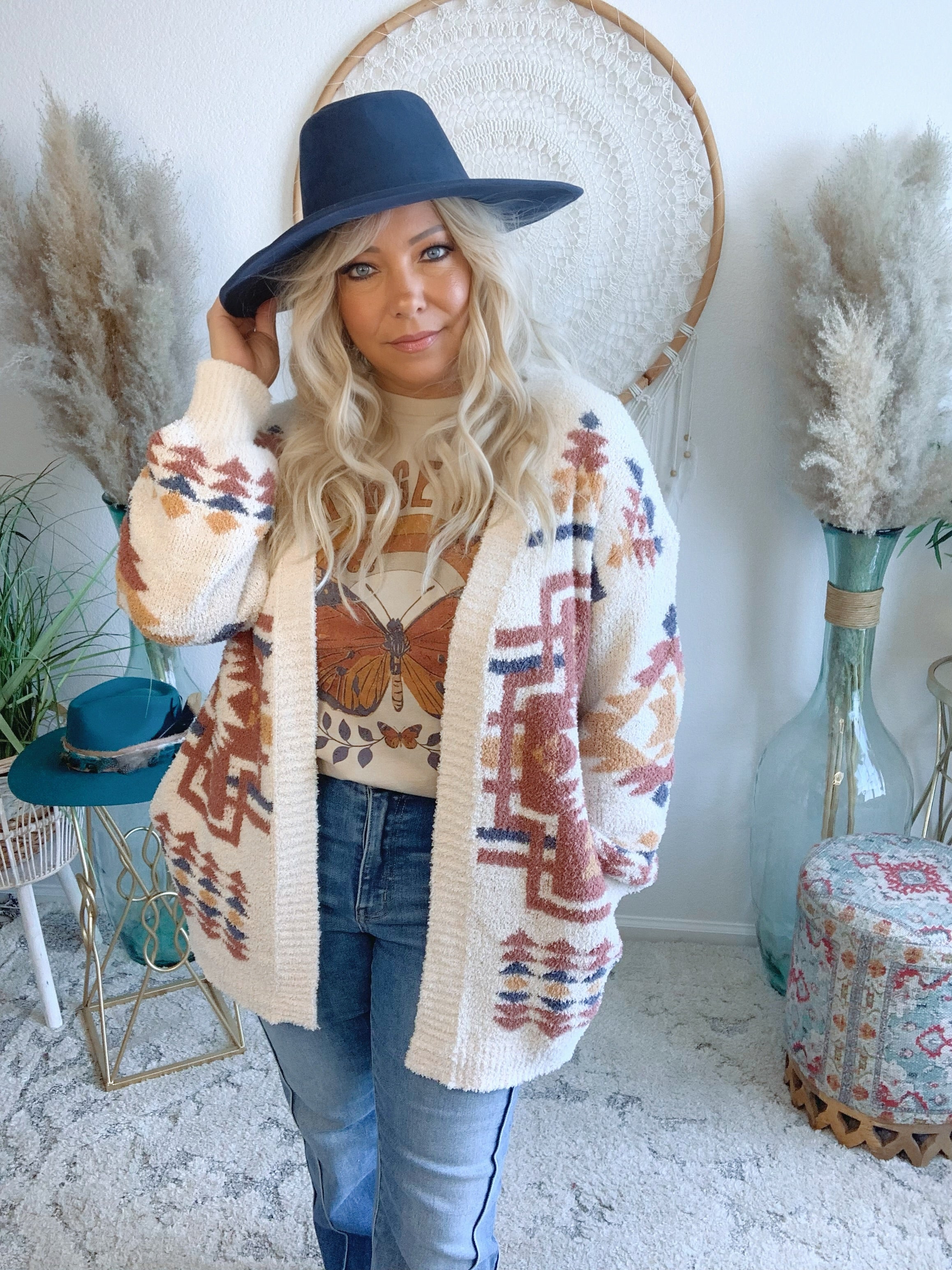 Boho Babe Braided Bolero Hat-Navy