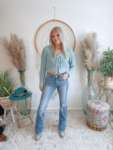 Lace Me Up Chenille Sweater