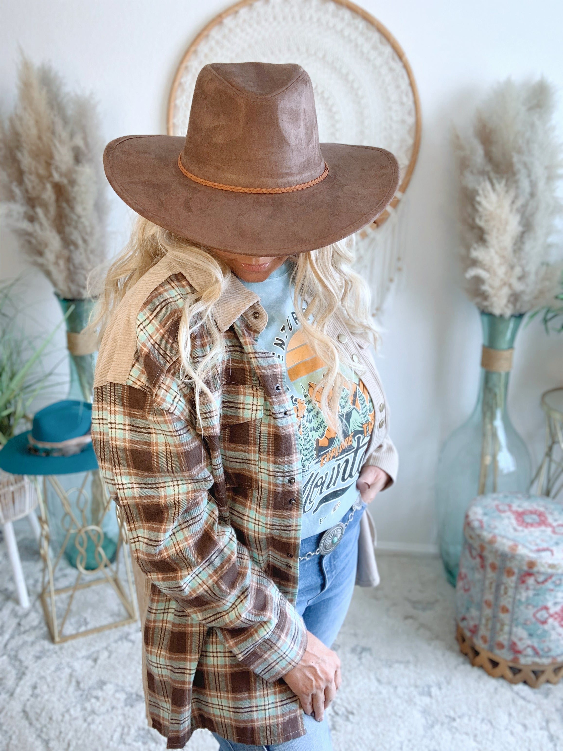 Boho Babe Braided Bolero Hat-Brown