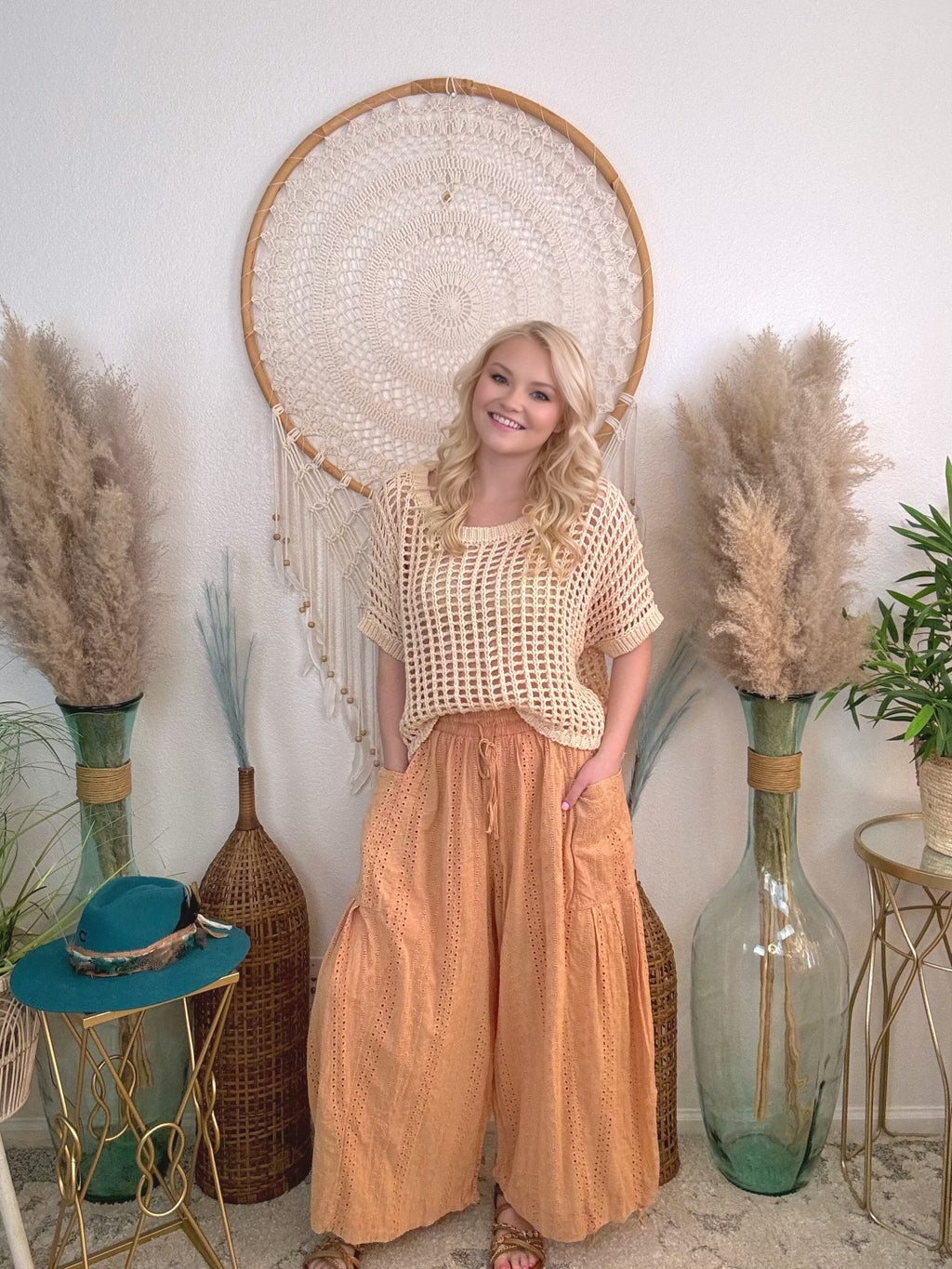 Malibu Eyelet Wide Leg Pants