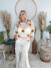 Load image into Gallery viewer, Sunshine and Sunflowers Crochet Sweater
