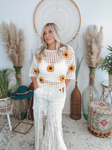 Sunshine and Sunflowers Crochet Sweater