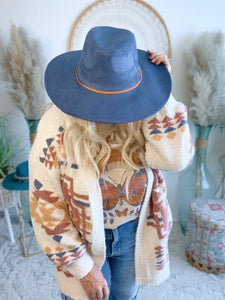 Boho Babe Braided Bolero Hat-Navy