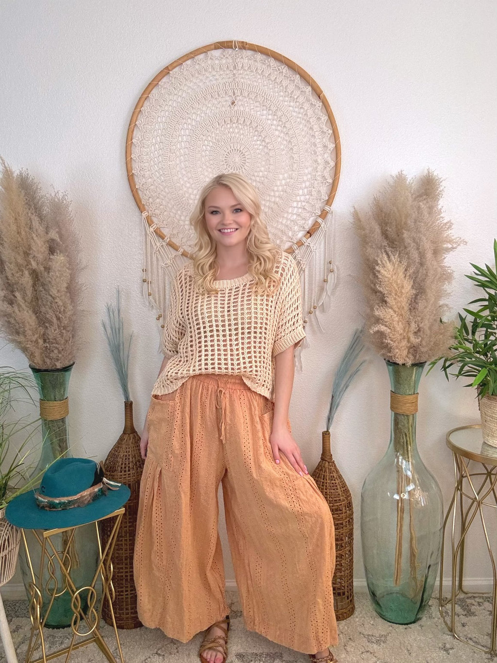 Malibu Eyelet Wide Leg Pants
