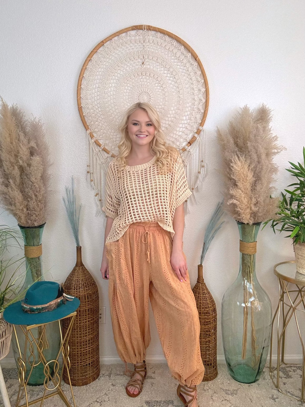 Malibu Eyelet Wide Leg Pants