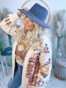 Boho Babe Braided Bolero Hat-Navy