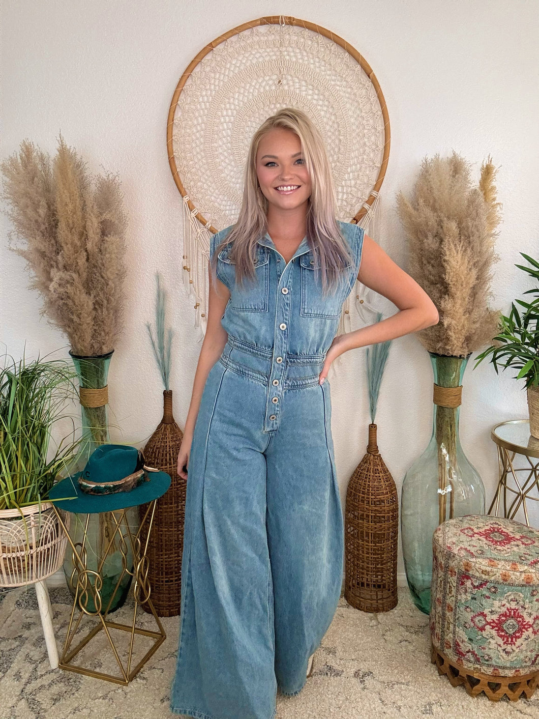 Setting Trends Button Up Jumpsuit