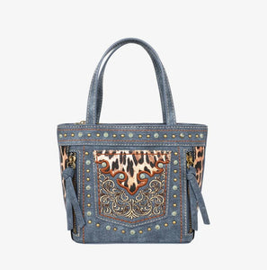 EMBROIDERED LEOPARD SMALL CROSSBODY TOTE