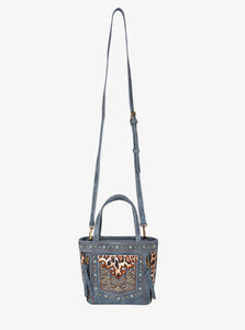 EMBROIDERED LEOPARD SMALL CROSSBODY TOTE