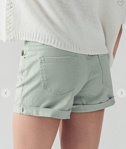 Catch You Later Denim Shorts-Mint