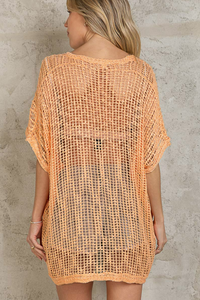 All The Vibes Crochet Sweater Top-Neon Orange