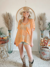 Load image into Gallery viewer, All The Vibes Crochet Sweater Top-Neon Orange
