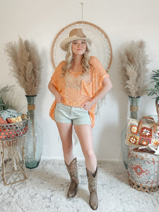 All The Vibes Crochet Sweater Top-Neon Orange