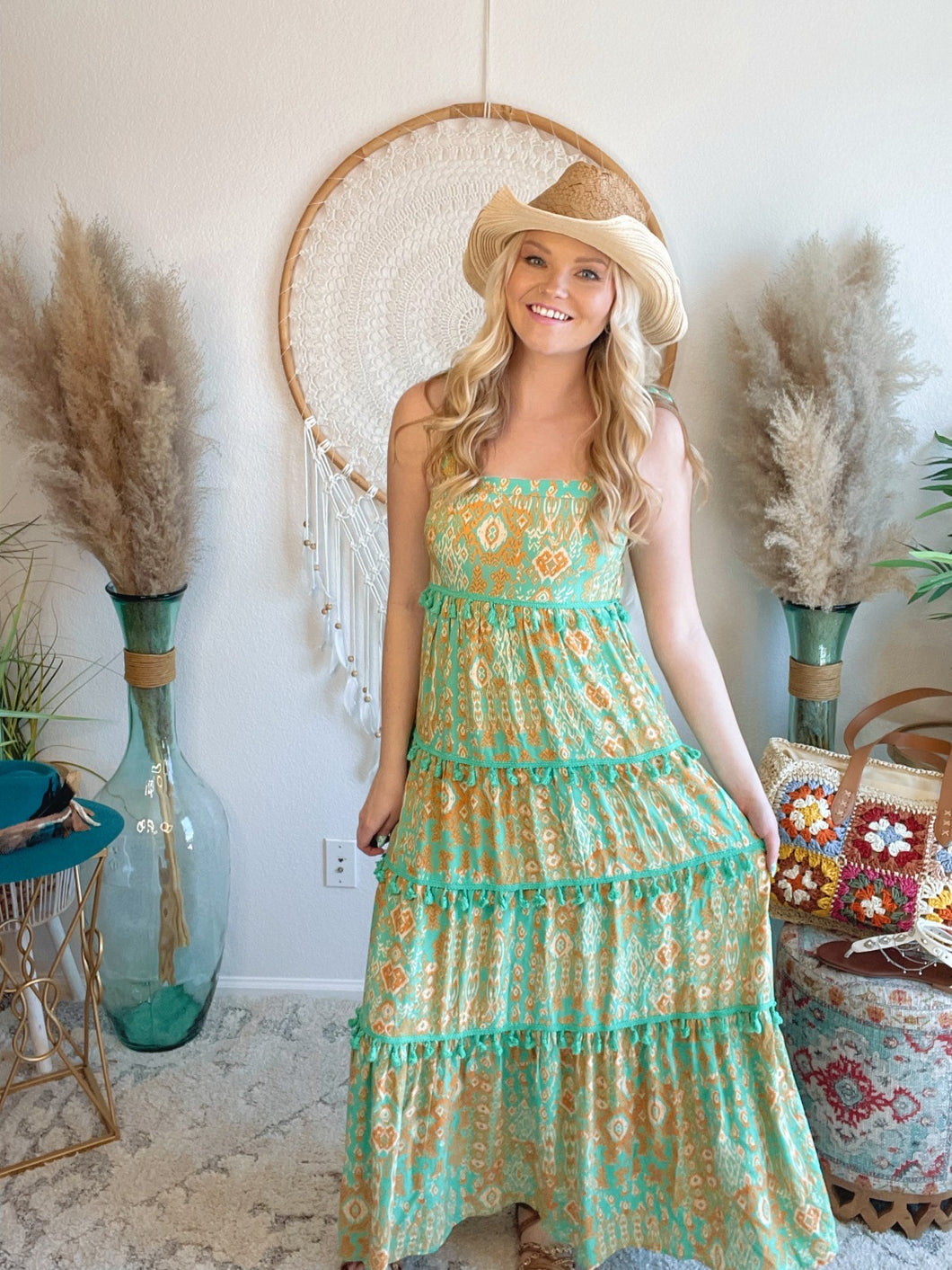 Aztec Dreams Tassel Maxi Dress