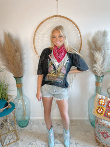 Wild West Bandana Scarf with Fringe-Pink