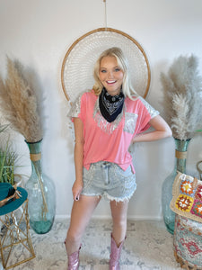 The Main Event Rhinestone Shorts-Denim